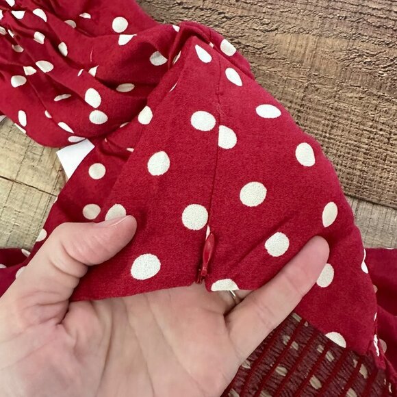 Reformation red with white polka dot fiona 2-piece Campari midi dress crop top 0 - Picture 10 of 14